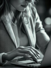 Busy Professional Woman Typing on Laptop