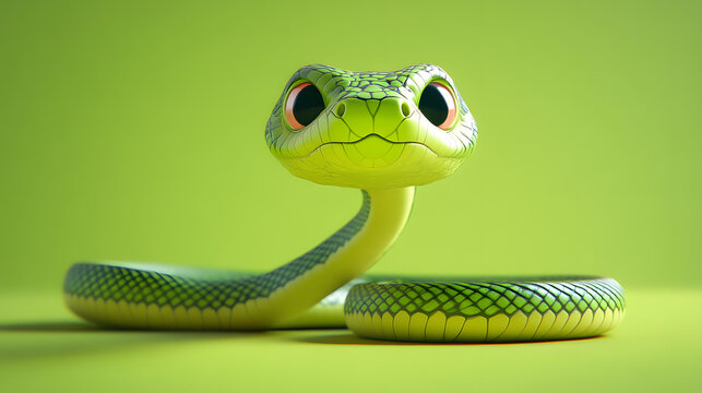 A stylized green snake with a vivid design. - Powered by Adobe