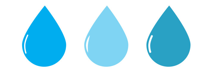 set of water drop icons vector on white background.