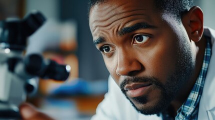 Scientist Peering into Microscope
