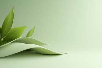 Abstract Green Leaves and Waves, Nature Inspired Design Element
