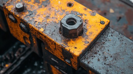 Rusty Metal Component With Hex Nut And Bolts