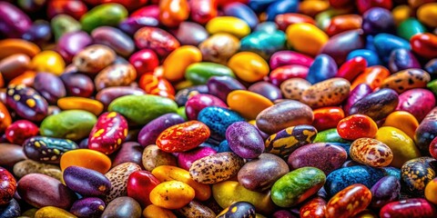 Fototapeta premium A vibrant close-up reveals the colorful texture and detail of a piled bean heap.