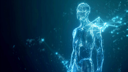 Glowing Hologram Displaying the Human Body in Digital Technology