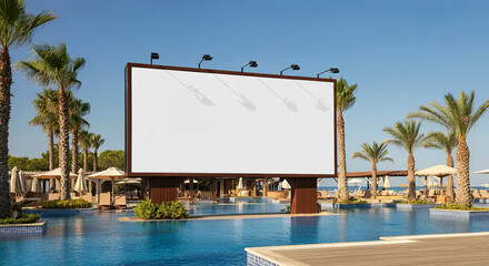 Experience ultimate relaxation by the pool with a stunning beach backdrop and sunny skies. Perfect for a serene escape. Generated AI