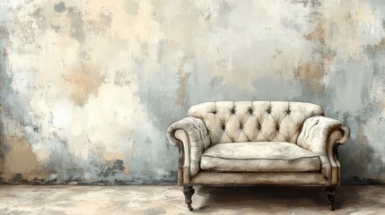 hand drawn furniture illustration of a single sof