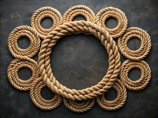 Obraz premium Drone Aerial Photography: Circular Necklace Rope Frames - Seamless Wreath Circle Jewelry Design Borders