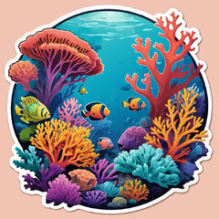 cartoon underwaterscene with fishes and corals vector illustration © biancaheinz