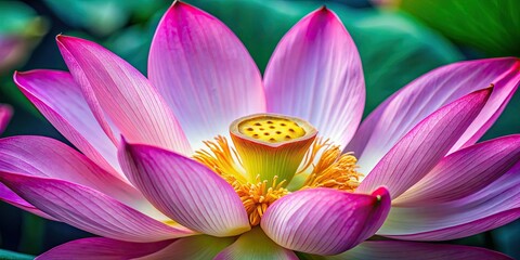 Macro Pink Lotus Flower, Tropical Bloom, Botanical Closeup, Detailed Plant Texture, Floral Design Element