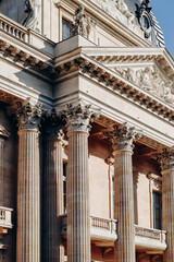 Obraz premium Paris, France - 15 July 2021: Close-up of a column at the Ecole Militaire near the Champ de Mars in Paris