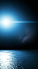 Fototapeta premium Sunrise horizon over Earth viewed from space with sun flare and ocean reflection.