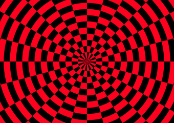 Black and red hypnotic optical Illusion background