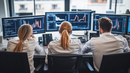 Group of Supply Chain Analysts in High-Tech Office Setting