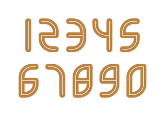 Set of numbers with brown typography design elements