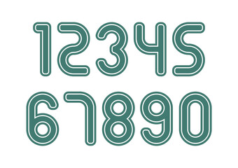 Set of numbers with green and white typography design elements