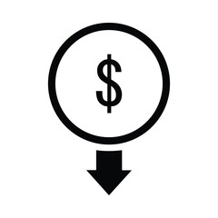 Obraz premium Cost reduction icon with a lower arrow vector illustration.