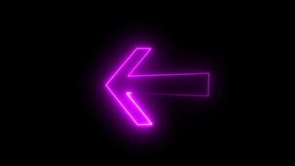 Neon direction arrow on black background.