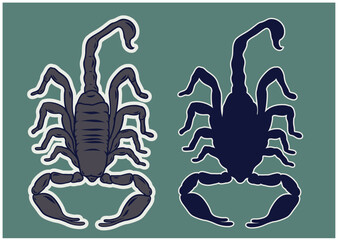 Scorpion silhouette, scorpion animal silhouette vector illustration