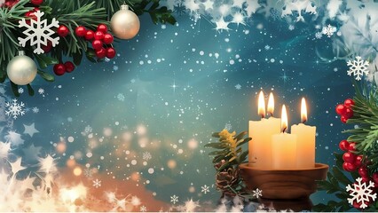 Burning Advent Candle - Abstract Christmas Background