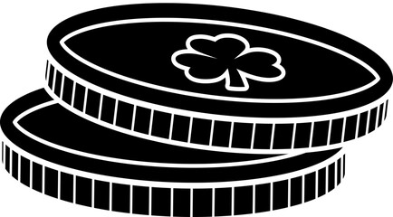 St. patrick's day Gold Coin silhouette vector.
Saint Patrick's Day flat element.
Good for greeting card,poster,banner,leaflet.
Transparent background.