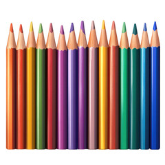 Colorful pencils border on a transparent background, vector illustration
