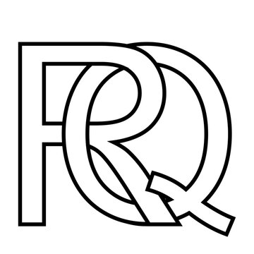 Logo sign rq qr, icon double letters logotype r q