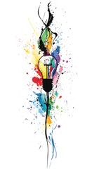 Fototapeta premium Colorful light bulb with a colorful splash on a white background, vector illustration