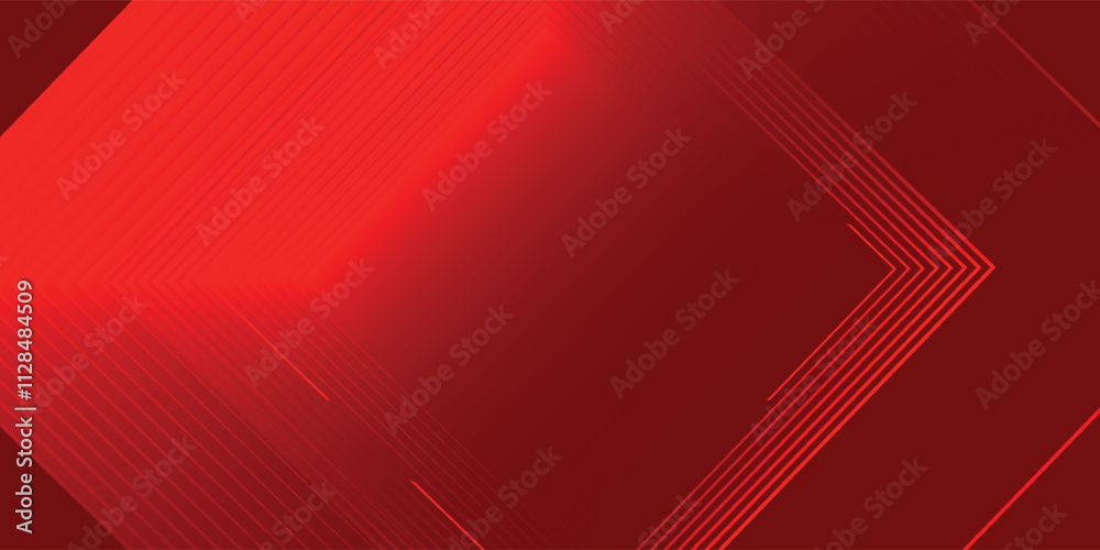 Poster abstract red geometric lines glowing on red background. modern shiny gradient red futuristic pattern
