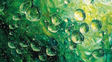 Green Liquid Bubbles Abstract Texture Background