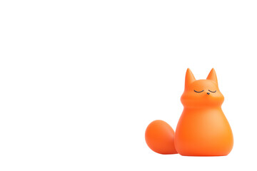 Obraz premium A stylized orange cat figure with a serene expression and a curled tail, embodying a playful and whimsical design.