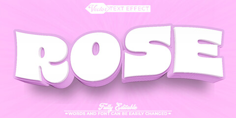 Cartoon Pink Rose Vector Editable Text Effect Template