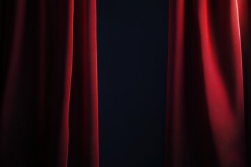 Illustration of dark background with red curtains on the sides and a soft spotlight, creating a dramatic stage effect.