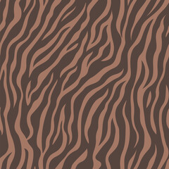 Zebra fashion pattern in mocha mousse brown color, African animal skin texture, Seamless repeating vector pattern, brown colors