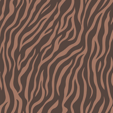 Zebra fashion pattern in mocha mousse brown color, African animal skin texture, Seamless repeating vector pattern, brown colors