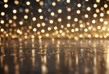 Naklejka premium Sparkling gold and silver bokeh with shimmering lights, shimmering, lights