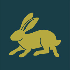 Rabbit silhouettes. Easter bunnies. Isolated on a white backdrop. A simple black icons of hares. Cute animals. Ideal for logo, emblem, pictogram, print, design element for greeting card.