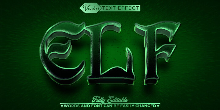 Mythology Green Elf Vector Editable Text Effect Template