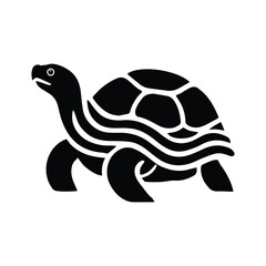 Cut the turtle in a cartoon, doodle style. Logo in  flat illustration, icon style. In Black and Revelation