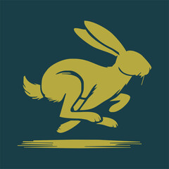 Rabbit silhouettes. Easter bunnies. Isolated on a white backdrop. A simple black icons of hares. Cute animals. Ideal for logo, emblem, pictogram, print, design element for greeting card.