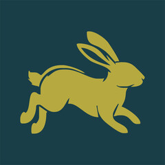 Rabbit silhouettes. Easter bunnies. Isolated on a white backdrop. A simple black icons of hares. Cute animals. Ideal for logo, emblem, pictogram, print, design element for greeting card.