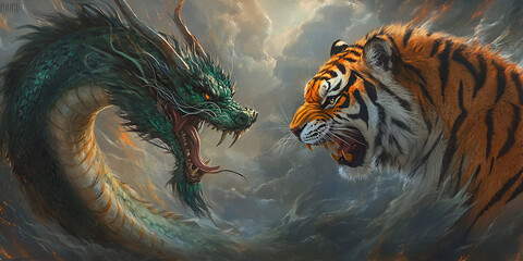 Epic Battle Between Dragon and Tiger
