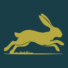 Rabbit silhouettes. Easter bunnies. Isolated on a white backdrop. A simple black icons of hares. Cute animals. Ideal for logo, emblem, pictogram, print, design element for greeting card.