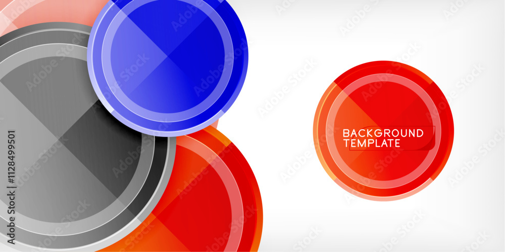 Aufkleber abstract background - multicolored circles, trendy minimal geometric design, vector illustration