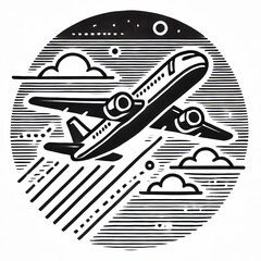 Airplane icon transport silhouette on white background