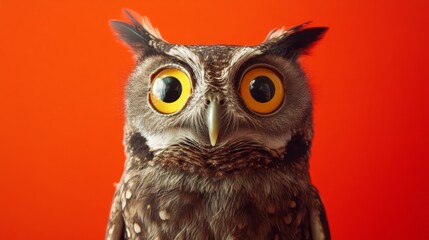 Fototapeta premium A Spectacled Owl with Bright Yellow Eyes