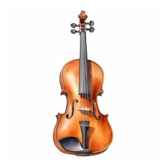 Obraz premium A beautifully crafted wooden violin with a polished finish, featuring intricate details and a curved body, ideal for musicians and music enthusiasts.