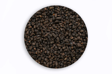 long pepper, heap of pippali (Piper Longum ,Piper retrofractum) dried herb ingredient isolated in white background.