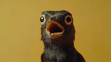 Fototapeta premium A Close Up Of A Young Bird With Its Mouth Open