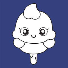 Cute Smiling Ice Cream Illustration with a Fun Whimsical Style, Minimalistic and Cute Ice Cream Character with Bright Colors