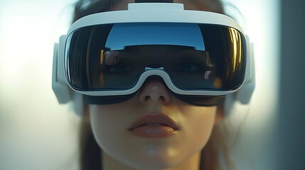 Naklejka premium High-tech VR device on woman